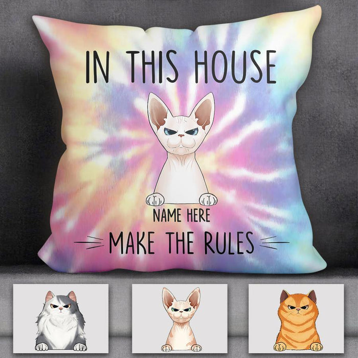 In This House Cats Make The Rules Personalized Pillow P-NB1719