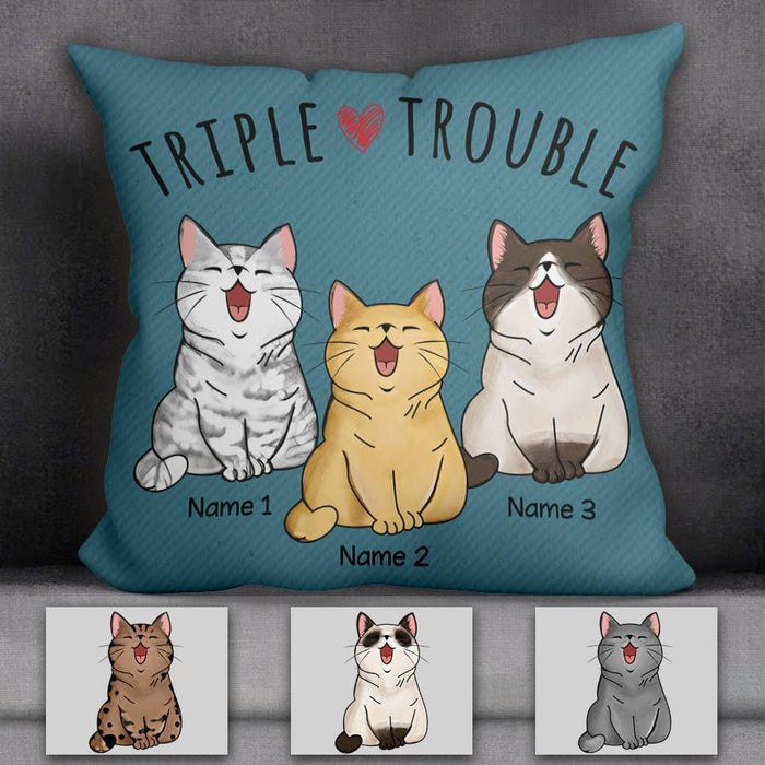 Double Trouble Fụnny Cat Personalized Pillow P-NB1720