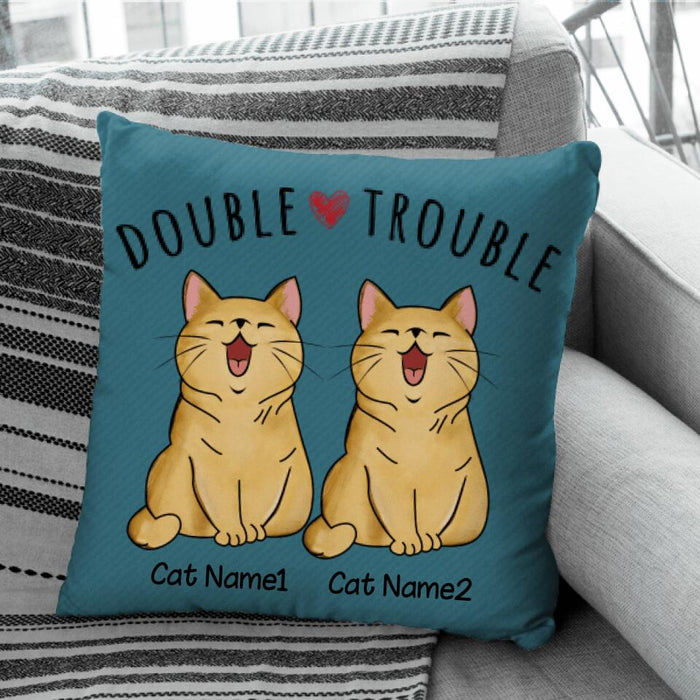 Double Trouble Fụnny Cat Personalized Pillow P-NB1720