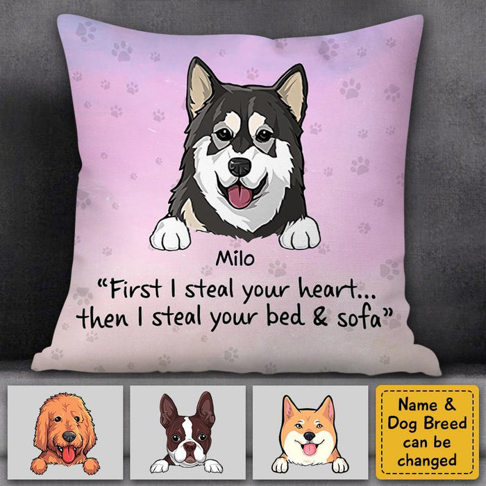 First I Steal Your Heart Then I Steal Your Bed & Sofa Personalized Pillow P-NB1703