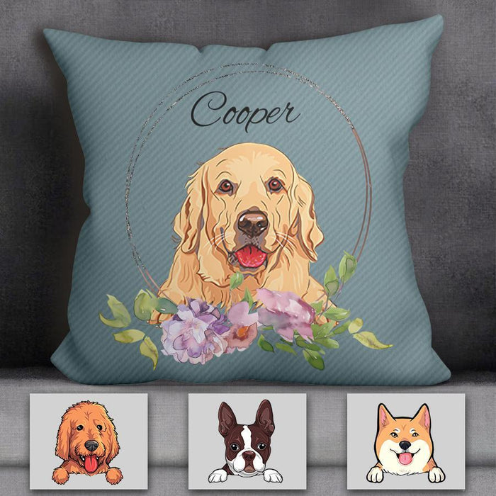 Cute Dog On Flower Personalized Pillow P-NB1733