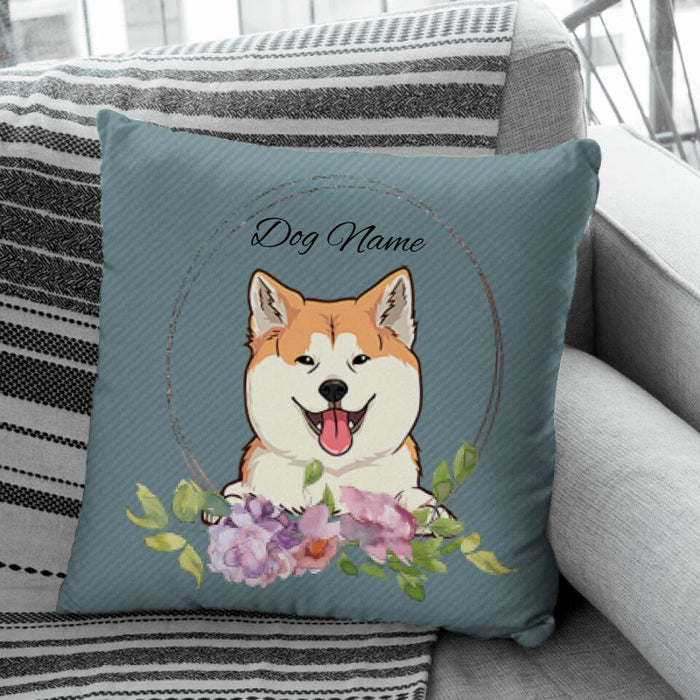 Cute Dog On Flower Personalized Pillow P-NB1733