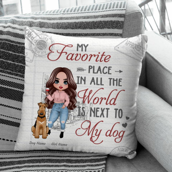 My Favorite Place In All The World Is Next To My Dog Personalized Pillow P-NB1725