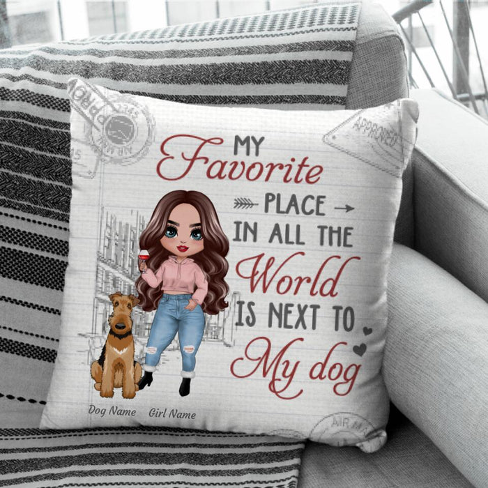 My Favorite Place In All The World Is Next To My Dog Personalized Pillow P-NB1725