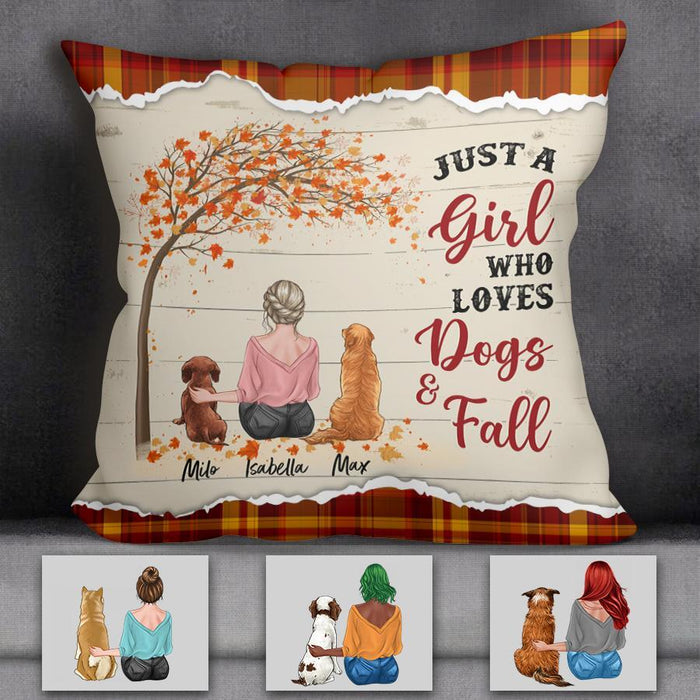 Just A Girl Who Loves Dogs & Fall Personalized Pillow P-NB1752