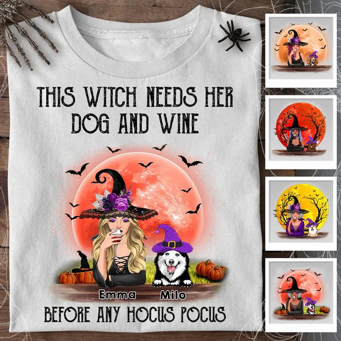 This Witch Needs Her Dog & Wine Before Any Hocus Pocus Personalized T-shirt TS-NB1748