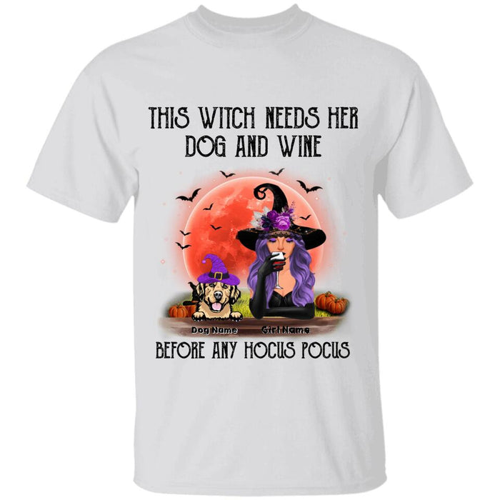 This Witch Needs Her Dog & Wine Before Any Hocus Pocus Personalized T-shirt TS-NB1748