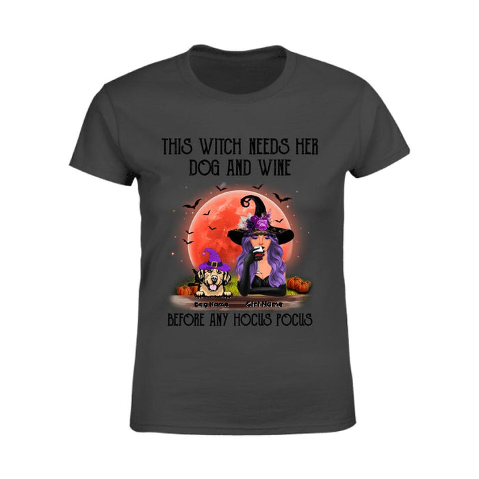 This Witch Needs Her Dog & Wine Before Any Hocus Pocus Personalized T-shirt TS-NB1748