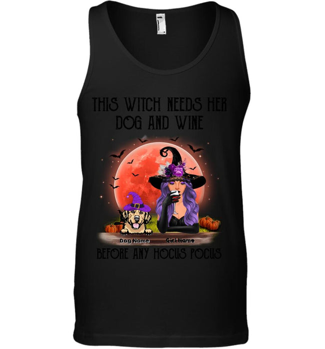 This Witch Needs Her Dog & Wine Before Any Hocus Pocus Personalized T-shirt TS-NB1748