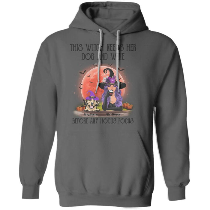 This Witch Needs Her Dog & Wine Before Any Hocus Pocus Personalized T-shirt TS-NB1748