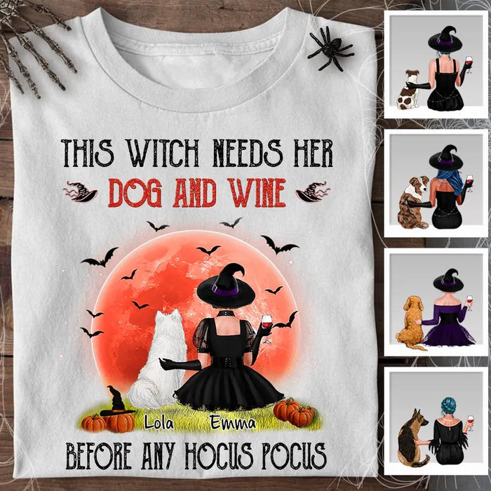 This Witch Needs Her Dog & Wine Before Any Hocus Pocus Personalized T-shirt TS-NB1810