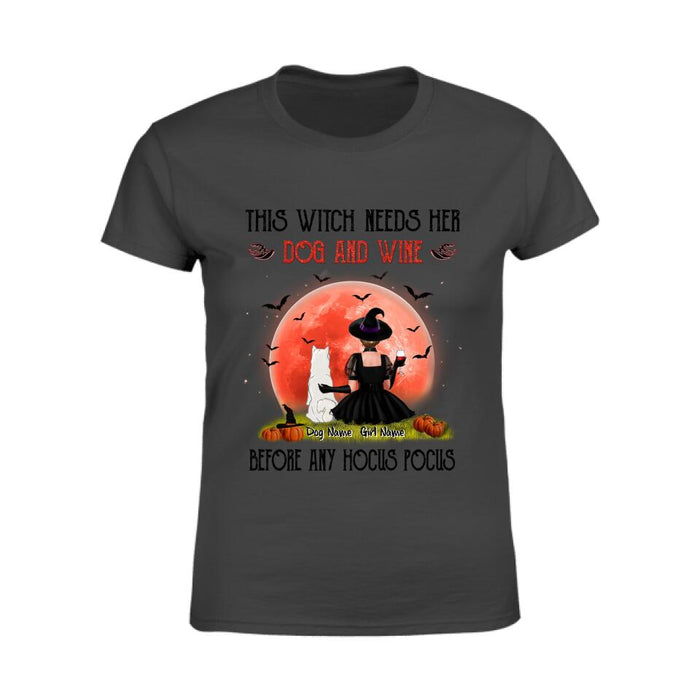 This Witch Needs Her Dog & Wine Before Any Hocus Pocus Personalized T-shirt TS-NB1810