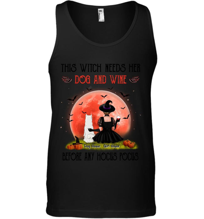 This Witch Needs Her Dog & Wine Before Any Hocus Pocus Personalized T-shirt TS-NB1810