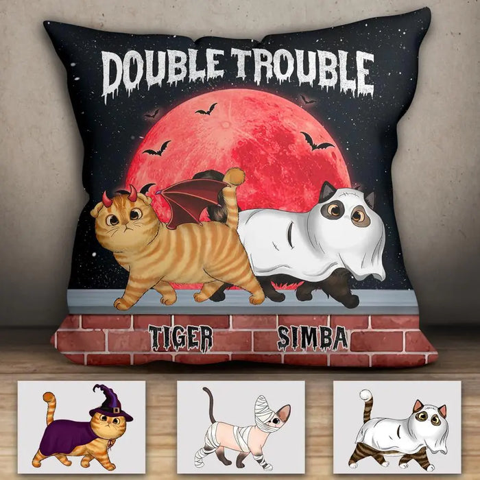 Spooky Cat Double Trouble Personalized Pillow