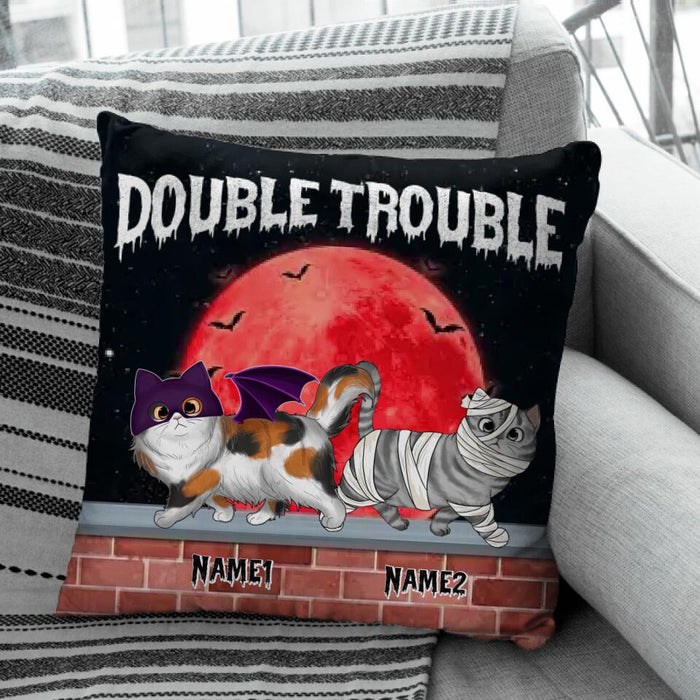 Spooky Cat Double Trouble Personalized Pillow