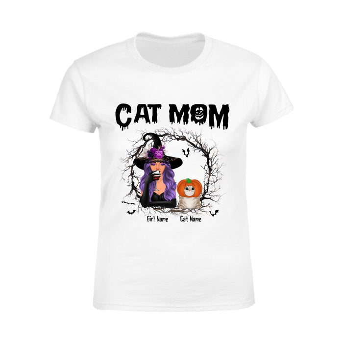 Halloween Cat Mom Personalized T-shirt TS-NB1875