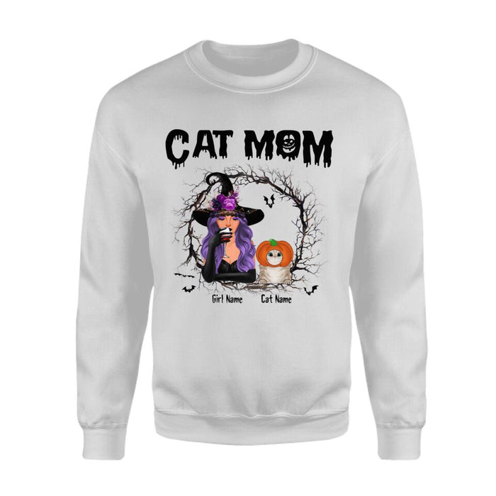 Halloween Cat Mom Personalized T-shirt TS-NB1875