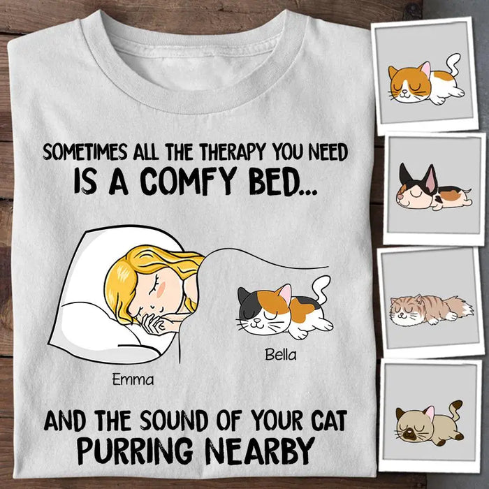 All The Therapy I Need Is A Comfy Bed & A Cat Personalized T-shirt TS-NB1863