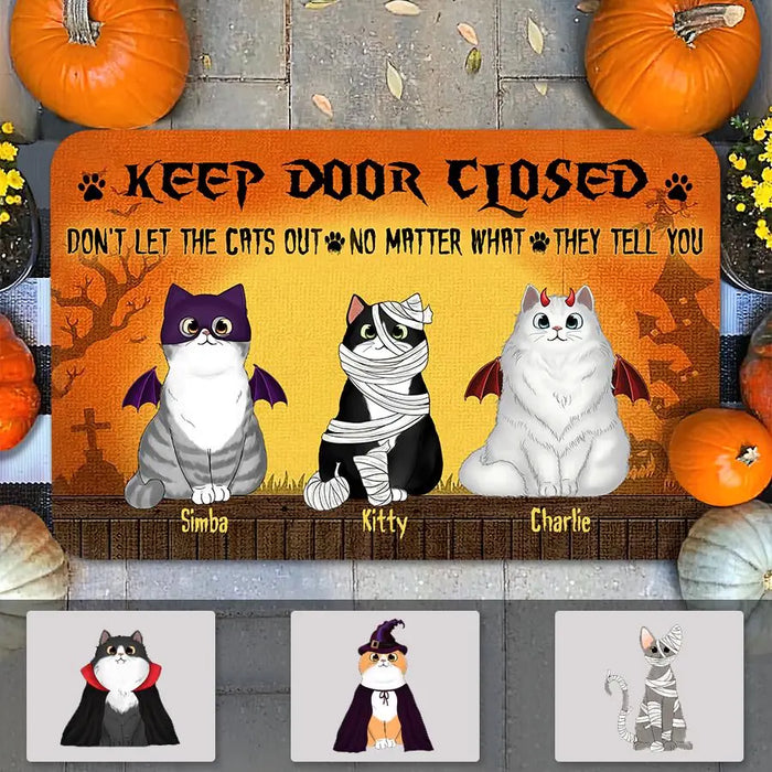 Keep Door Closed Don't Let The Cats Out Personalized Doormat DM-NB1794