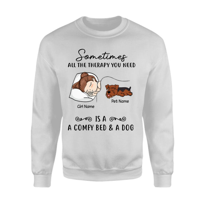 Sometimes All The Therapy You Need Is A Bed & A Dog Personalized T-shirt TS-NB1862