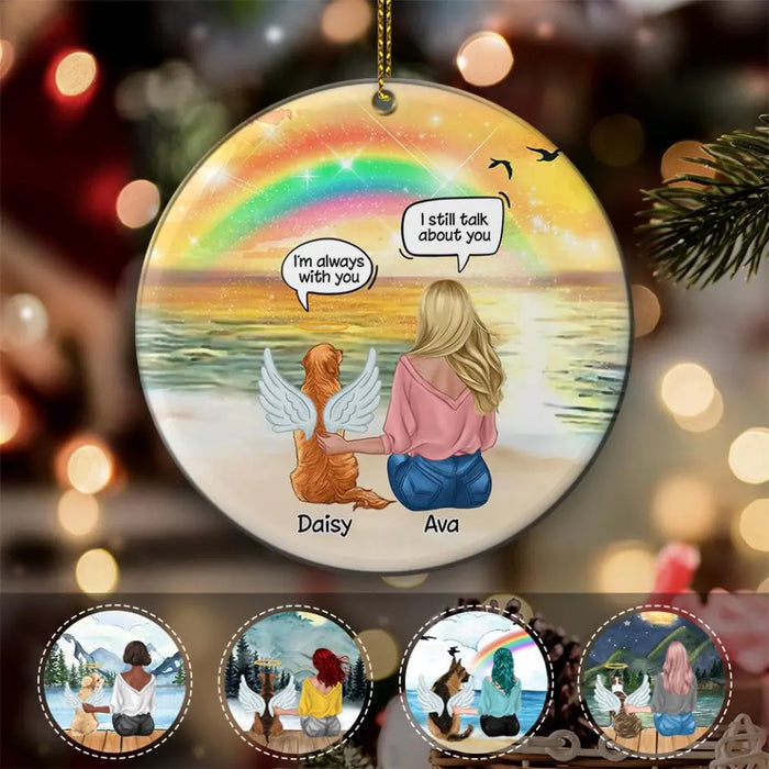 Dog At The Beach Memorial Personalized Circle Ornament O-NB1888