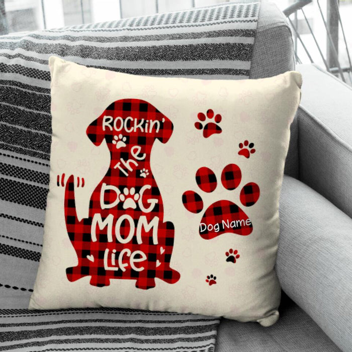 Rocking The Dog Mom Life Plaid Personalized Pillow P-PT804