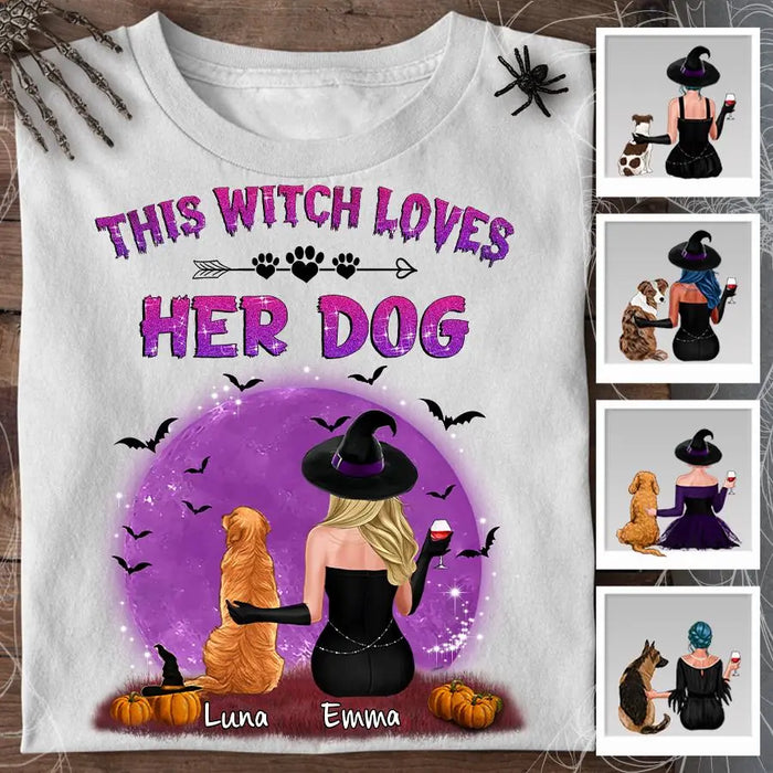 Spooky Witch Loves Her Dog Personalized T-shirt TS-NB1912