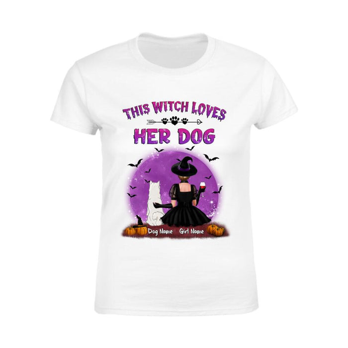 Spooky Witch Loves Her Dog Personalized T-shirt TS-NB1912