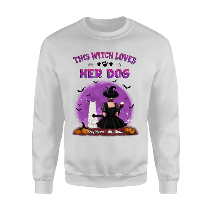 Spooky Witch Loves Her Dog Personalized T-shirt TS-NB1912