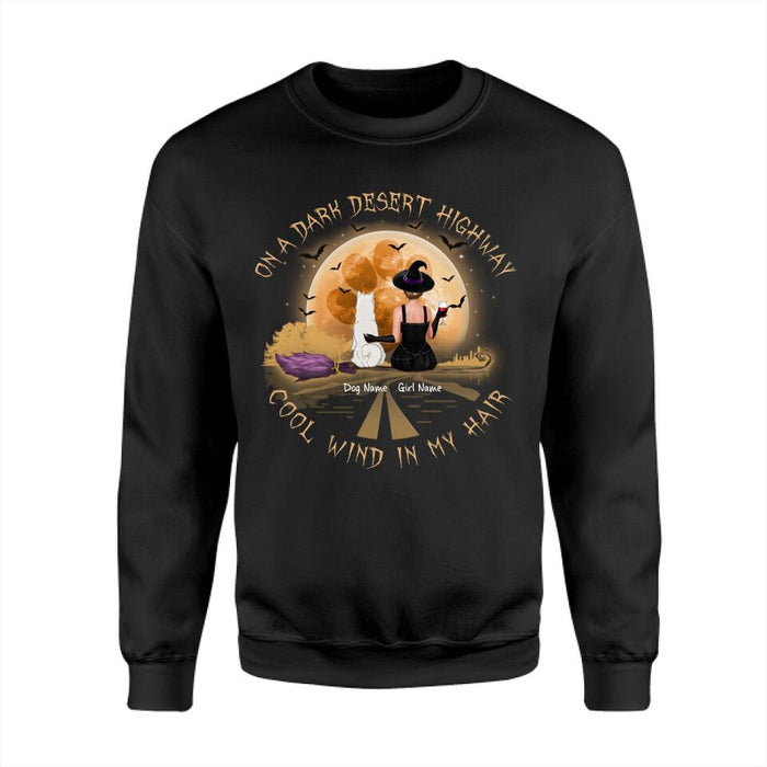 Witch & Her Dog On A Dark Desert Highway Personalized T-shirt TS-NB1922