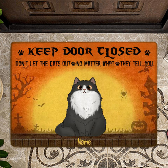 Keep Door Closed Don't Let The Cats Out Personalized Doormat DM-NB1794