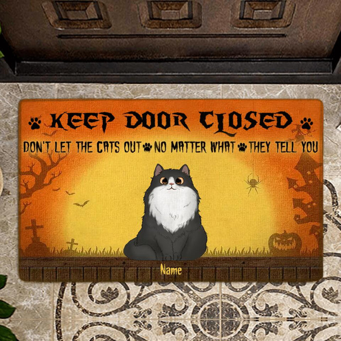 Keep Door Closed Don't Let The Cats Out Personalized Doormat DM-NB1794