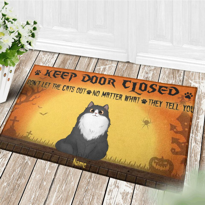 Keep Door Closed Don't Let The Cats Out Personalized Doormat DM-NB1794