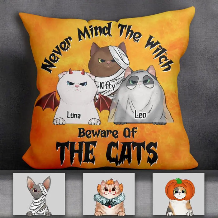 Never Mind The Witch  Beware Of The Cats Personalized Pillow P-NB1919