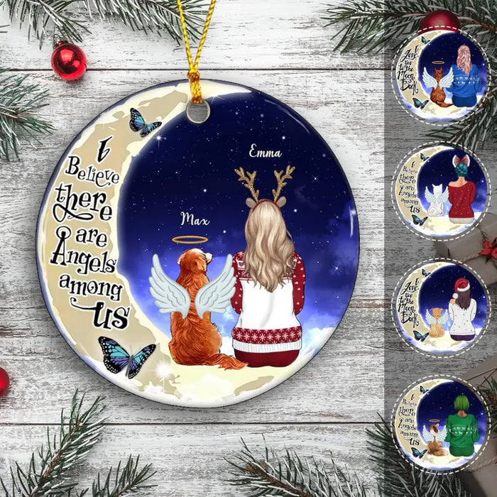 Angels Dog On The Moon Personalized Circle Ornament O-NB1939