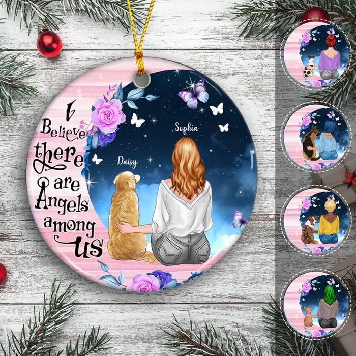 Dog Mom Pink Moon  Personalized Circle Ornament O-NB1946