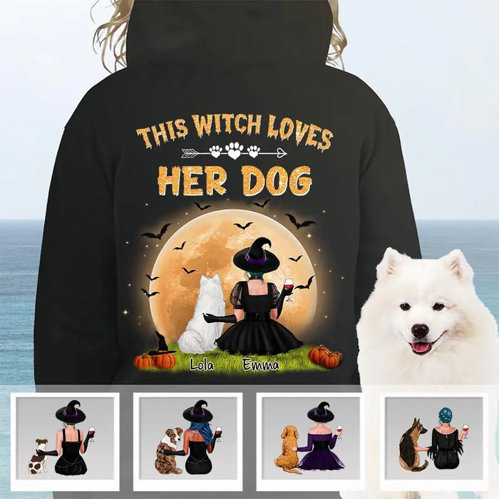 Back View This Witch Loves Her Dogs Personalized Back T-shirt TS-NB1976