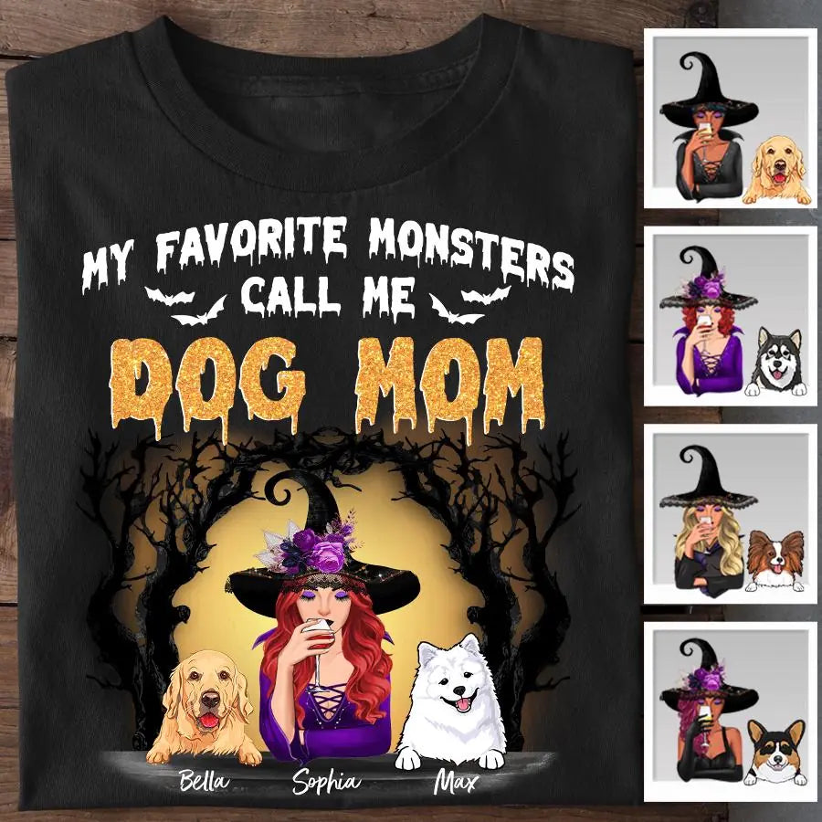 Halloween Favorite Monsters Call Me Dog Mom Personalized T-shirt