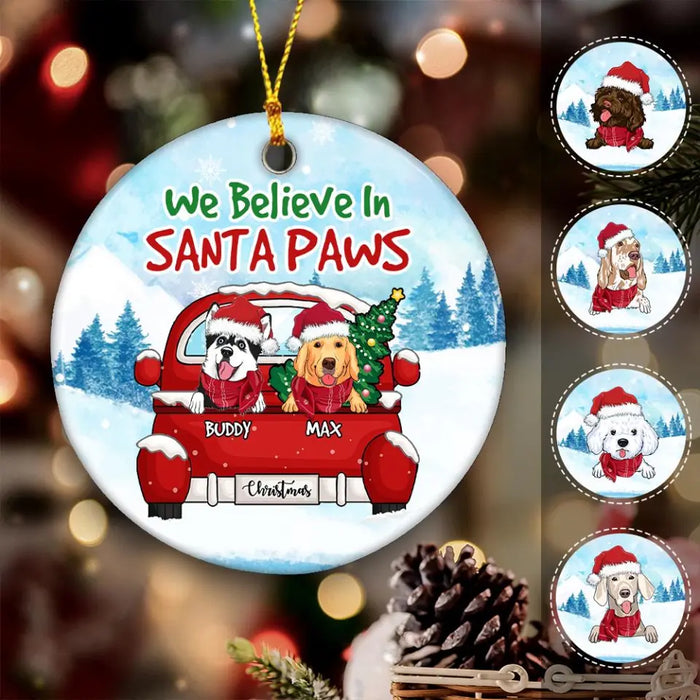 I Believe In Santa Paws Personalized Circle Ornament O-NB1950