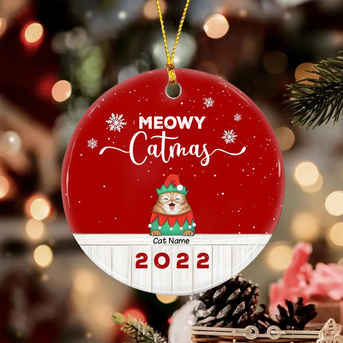 Meowy Catmas Personalized Circle Ornament O-NB1974