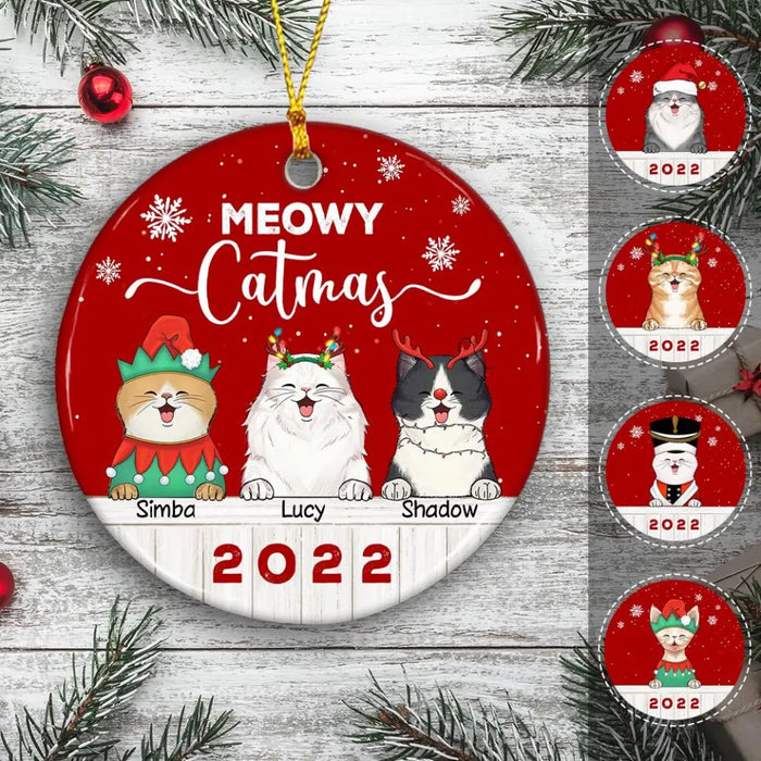 Meowy Catmas Personalized Circle Ornament O-NB1974