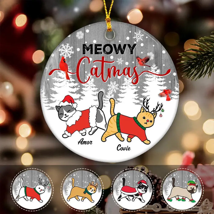 Meowy Catmas Personalized Circle Ornament O-NB1973