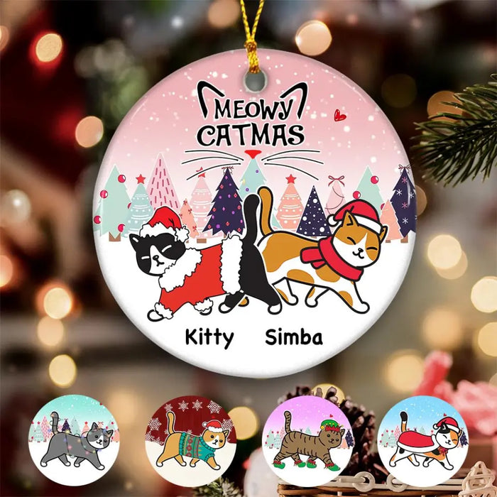 Meowy Catmas Personalized Circle Ornament O-NB1955