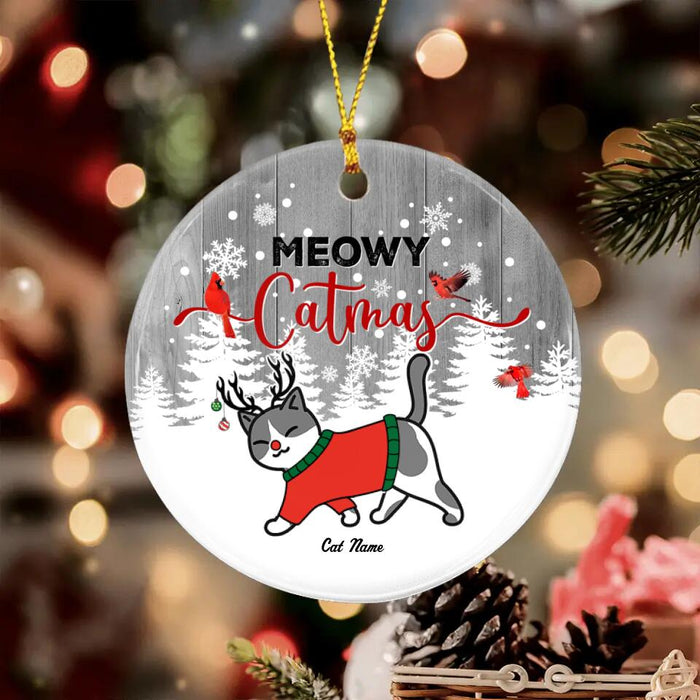 Meowy Catmas Personalized Circle Ornament O-NB1973