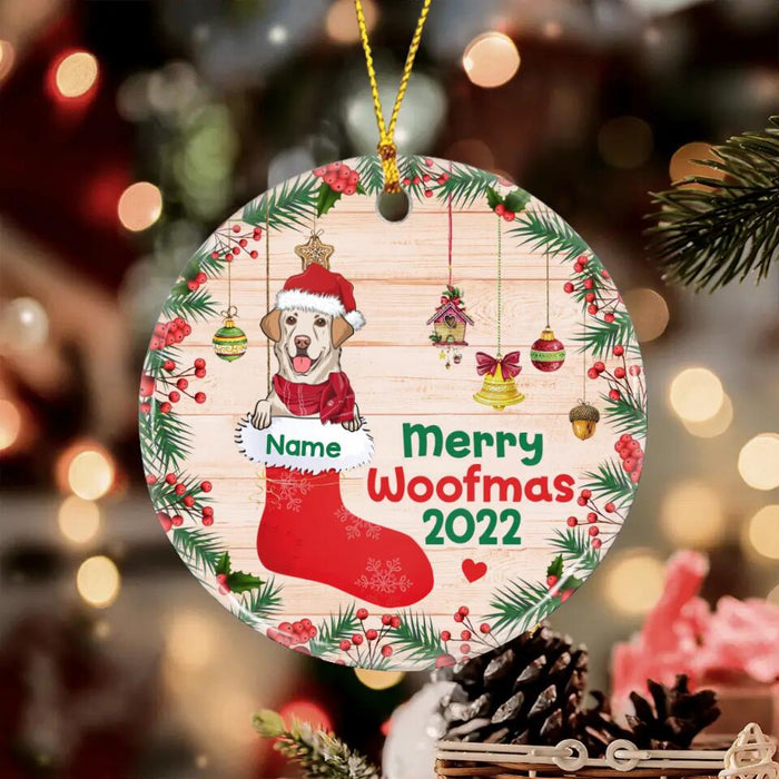Merry Woofmas Personalized Circle Ornament O-NB1952