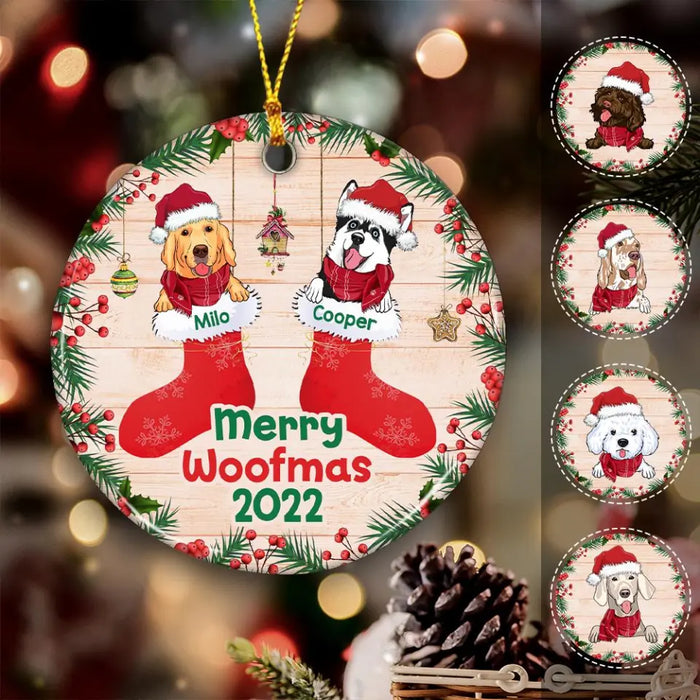 Merry Woofmas Personalized Circle Ornament O-NB1952