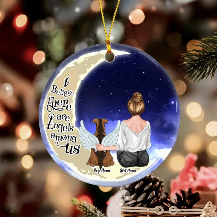 Dog On The Moon Memorial Personalized Circle Ornament O-NB1899