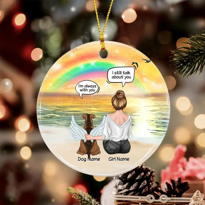 Dog At The Beach Memorial Personalized Circle Ornament O-NB1888