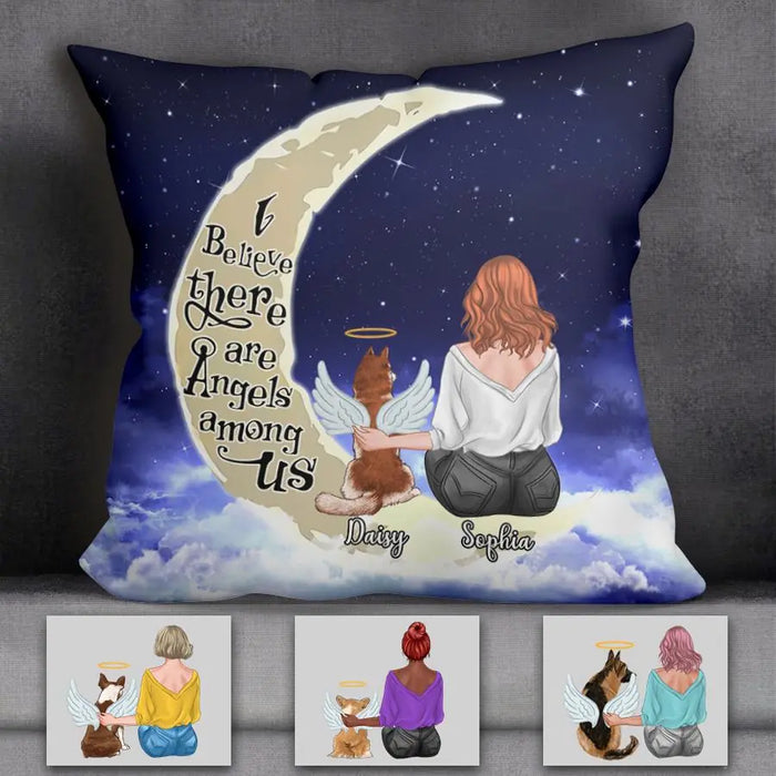 Dog Mom & Her Dog On The Moon Personalized Pillow P-NB1948