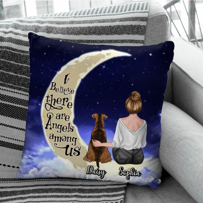 Dog Mom & Her Dog On The Moon Personalized Pillow P-NB1948